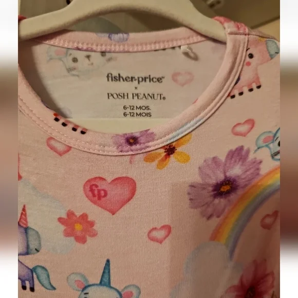 Infant Girls Fisher Price Posh Peanut Unicorn Twirl PJ Girl 6-12 M Bamboo Rare - Picture 3 of 4